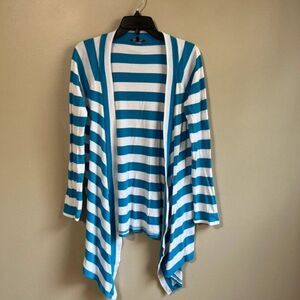 Express medium blue and white striped cardigan
